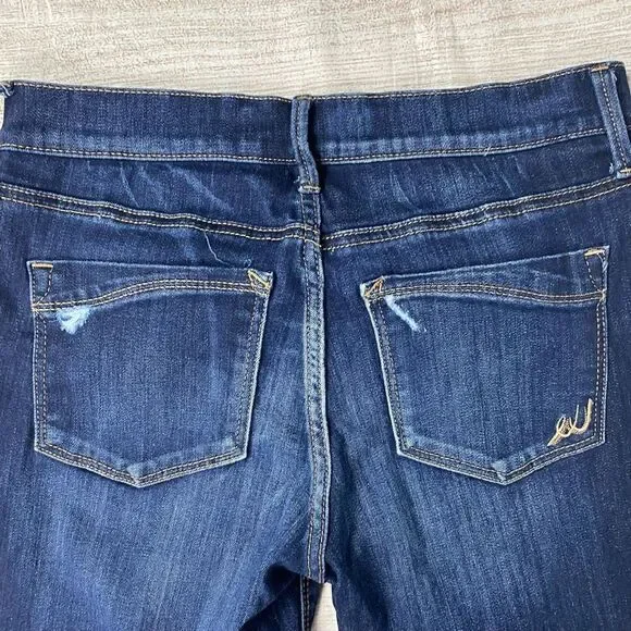 Express women 8 cotton blend mid rise distressed cropped legging blue - Picture 7 of 10